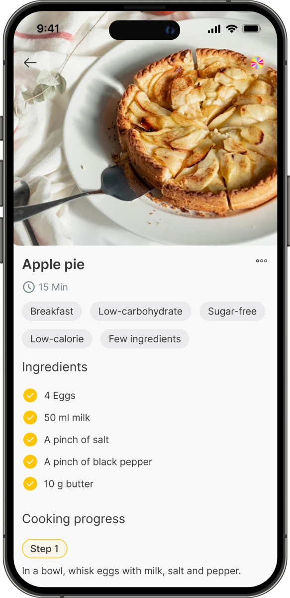 Cozy Kitchen app screen