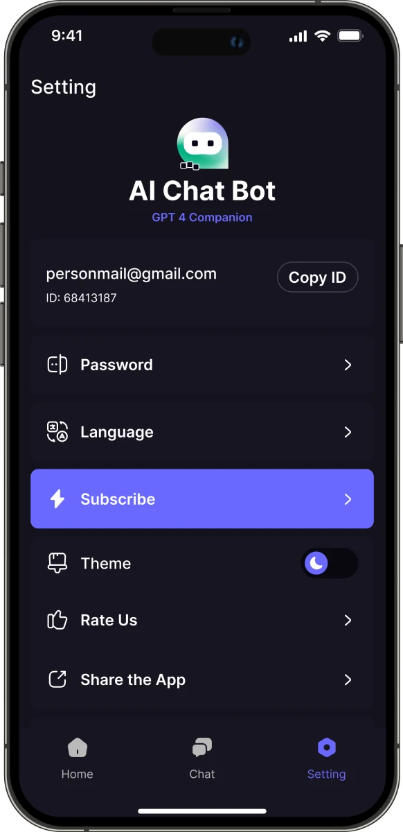 Expert AI Chat app screen
