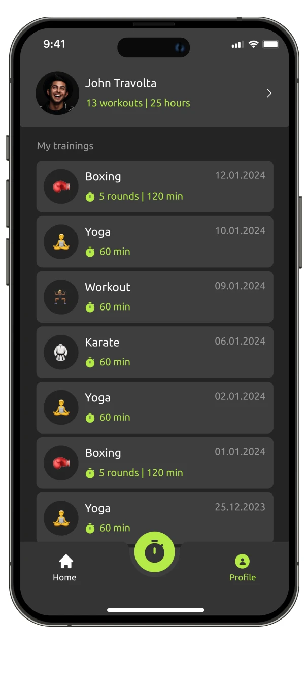 Time to Train app screen