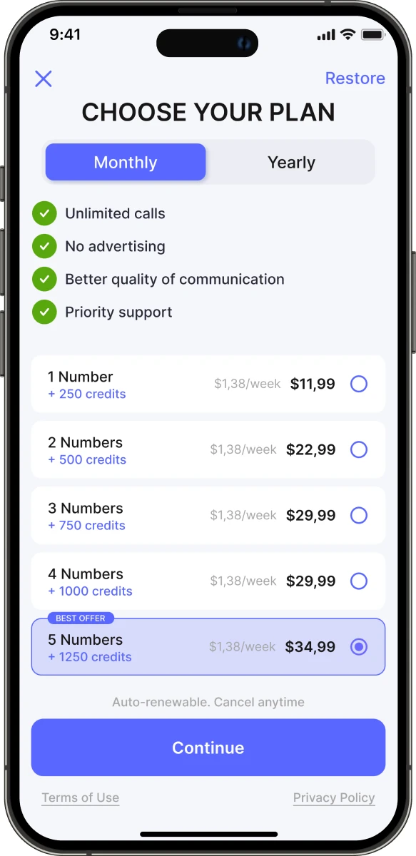 Second Number app screen